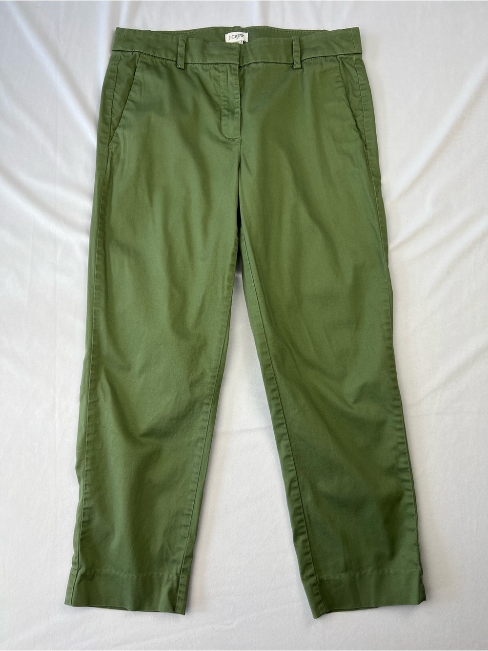 J.Crew Women’s Sz 4 Green Olive Stretch Ankle Pants Cotton Blend Chino